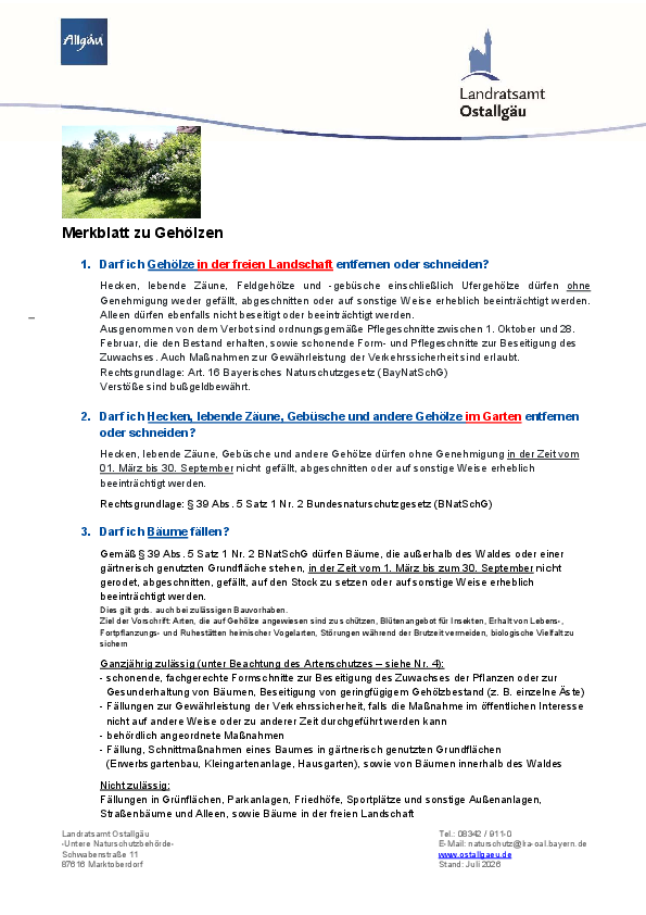 Merkblatt zu Gehölzen Landratsamt Ostallgäu